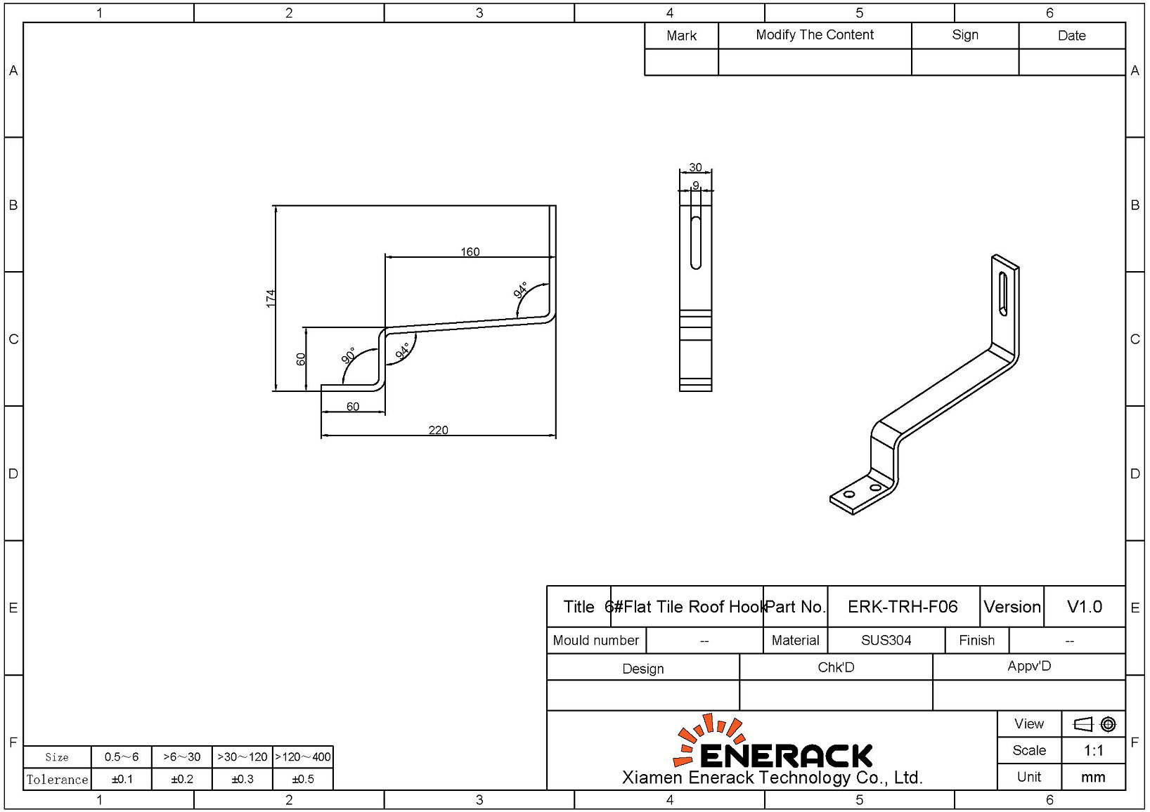 Flat tile roof hook