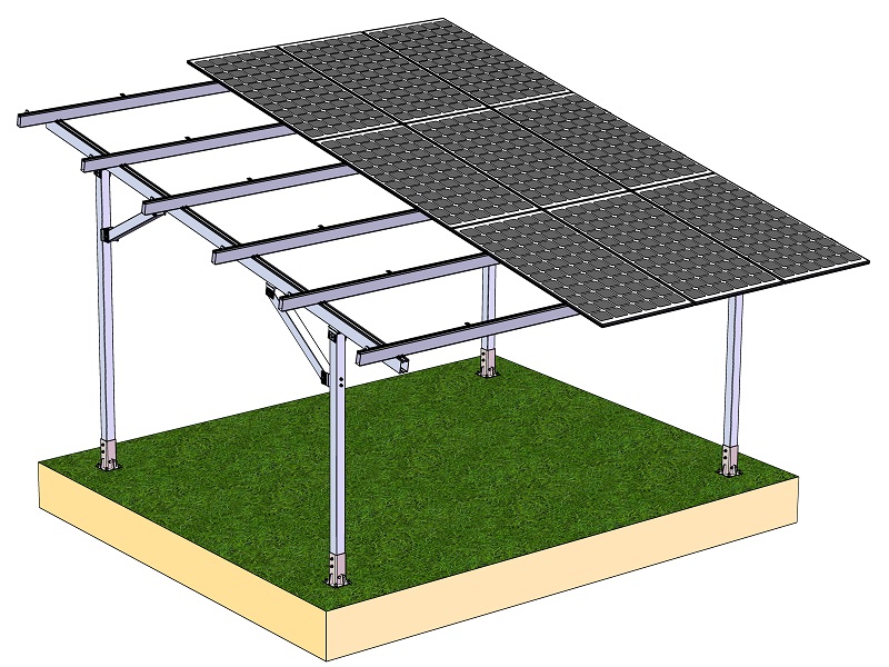 Vertical column solar carport system